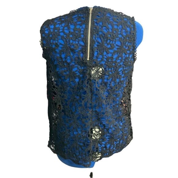 Women’s Crochet See Through Top Size Large Black Sleeveless - Picture 2 of 7